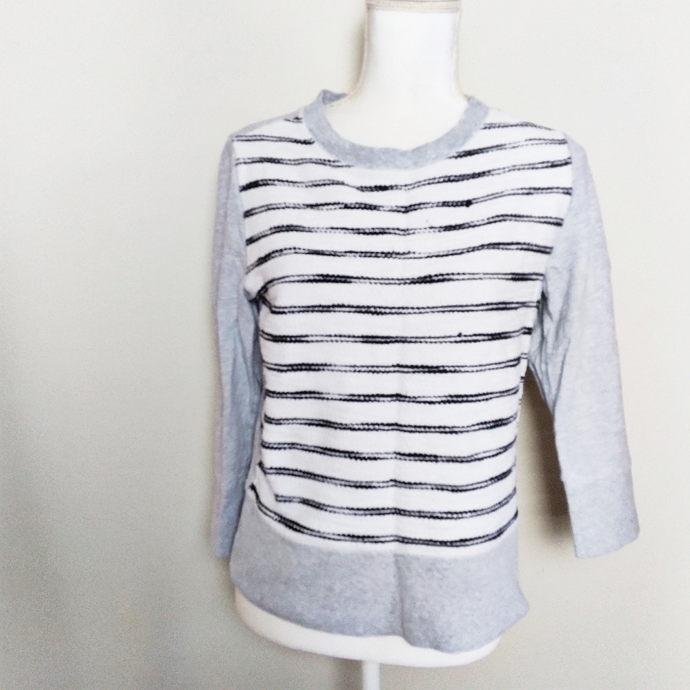 Lou & Grey Striped Textured Sweatshirt Sweater - Picture 2 of 6